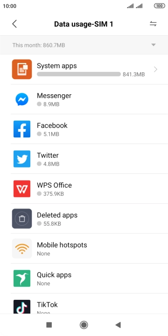 The total data usage is displayed.