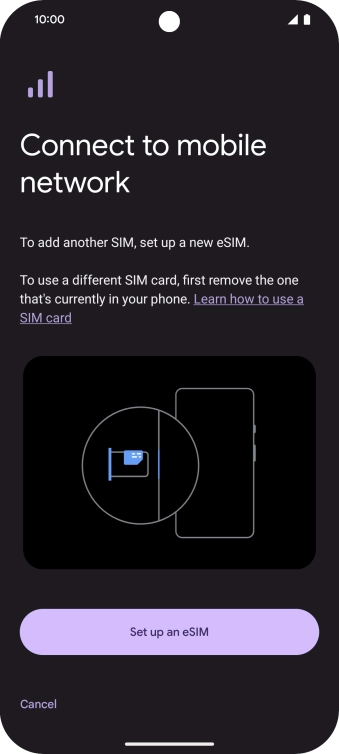 Press Setup an eSIM.