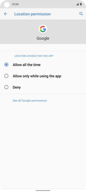 Press the required setting.