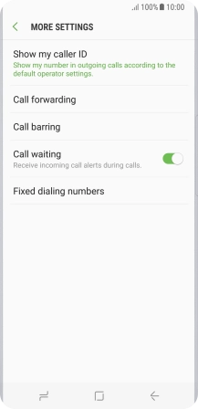 Press the indicator next to 'Call waiting' to turn the function on or off.