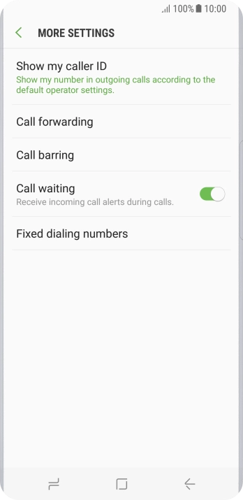Press the indicator next to 'Call waiting' to turn the function on or off.