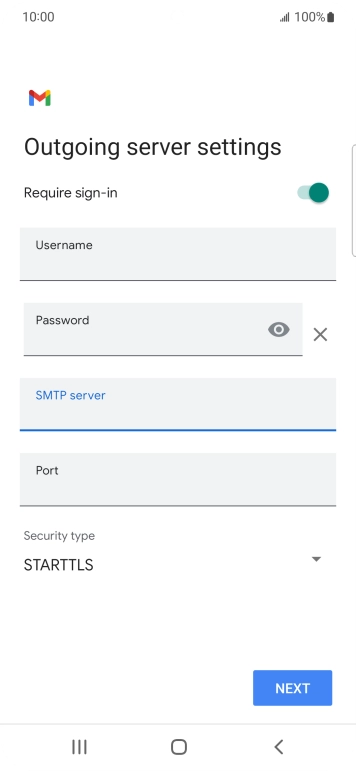Press the field below 'Port' and key in 25.